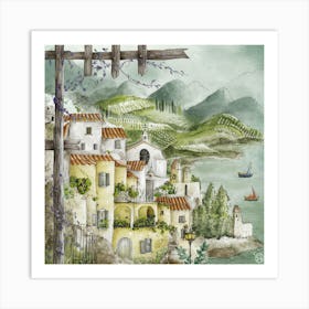 Hillside Town's Lullaby Art Print