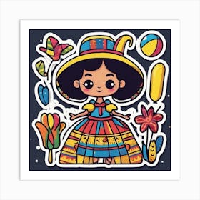 Colombian Festivities Sticker 2d Cute Fantasy Dreamy Vector Illustration 2d Flat Centered By (20) Art Print