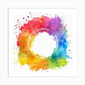 Rainbow Watercolor Splatter Background Art Print