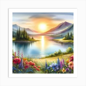 Sunset By The Lake 15 Art Print