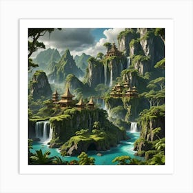 Waterfalls In The Jungle Art Print