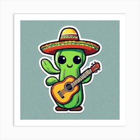 Cactus With Guitar 19 Art Print