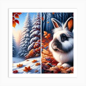 Rabbits In The Snow 1 Art Print