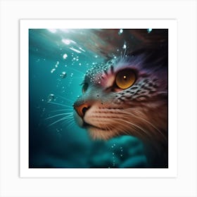 Underwater Cat Art Print