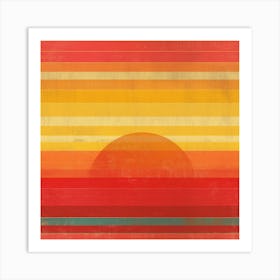 Retro Inspired Sunset Background 1 Art Print