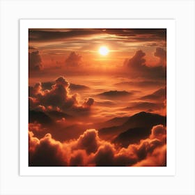 Sunset Over Clouds 1 Art Print