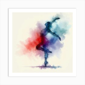 Ballerina Dancer In Watercolor 1 Art Print