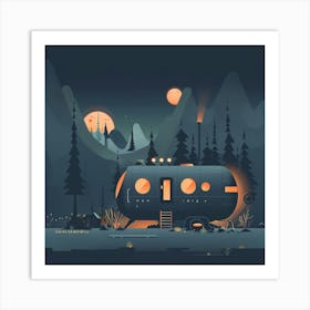 Camper In The Forest Art Print