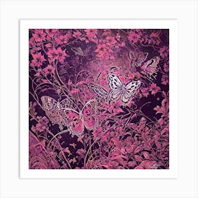 Pink Butterflies 2 Art Print