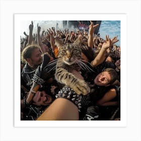 Cat In The Crowd 1 Art Print