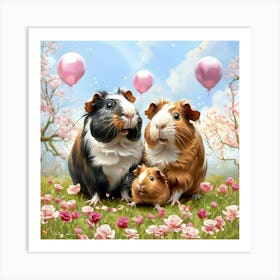 Guinea Pig Family Celebration Art Print