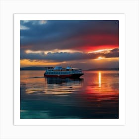 Sunset Cruise Ship 4 Art Print