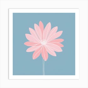 A White And Pink Flower In Minimalist Style Square Composition 530 Art Print