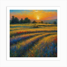 Sunset In The Meadow Art Print