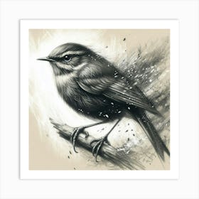 Bird charcoal drawing Art Print