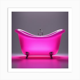 Furniture Design, Tall Bathtub, Inflatable, Fluorescent Viva Magenta Inside, Transparent, Concept Pr (3) Art Print