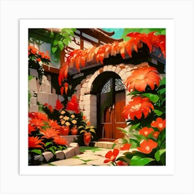 House With Flowers Art Print