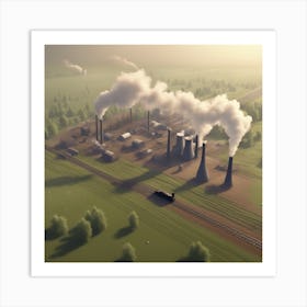 Aerial View Of A Power Plant Art Print