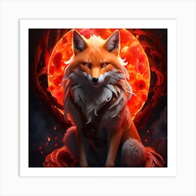 Fox In Flames Art Print