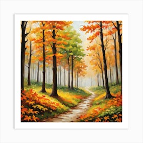 Forest In Autumn In Minimalist Style Square Composition 113 Art Print