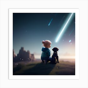 Innocence and Infinity: A Starry Encounter Art Print