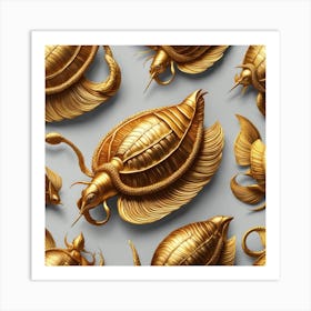 Golden Turtles Art Print