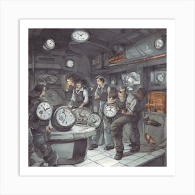 Clocks In A Room 1 Art Print