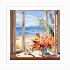 Open Window On The Beach Art Print