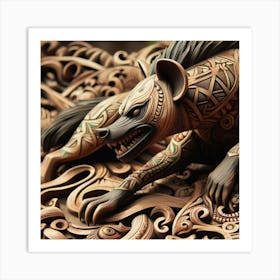 Tribal African Art Hyena 3 Art Print
