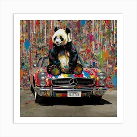 Panda on car Art Print