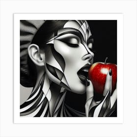 Woman Eating An Apple Art Print