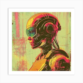 Grungy Depiction Of A Female Cyborg Art Print