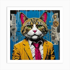 Cat In Business Suit Art Print