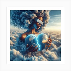 Woman Holding A Broken Earth 1 Art Print