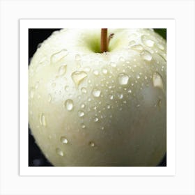 White Apple With Water Droplets Art Print