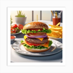 Hamburger On A Plate 179 Art Print