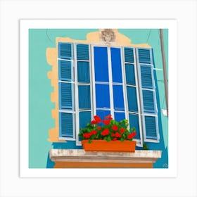 Window Lisbon Portugal In The Style Of Matisse Art Print Window With Flowers Art Print