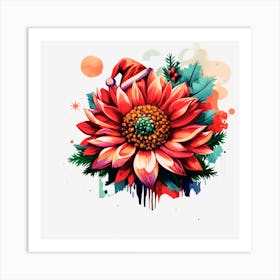 Santa Hat Flower Art Print