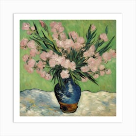 Pink Flowers In A Vase Oleanders Vinvent Van Gogh (4) Art Print