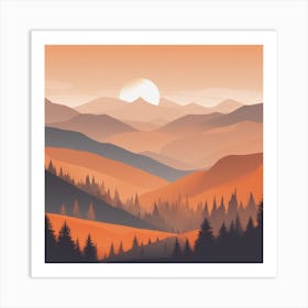 Misty mountains background in orange tone 31 Art Print