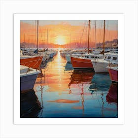 Sunset At The Marina Art Print