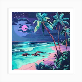 Beach At Night Art Print