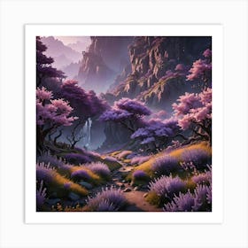 Purple Trees In The Mountains Art Print