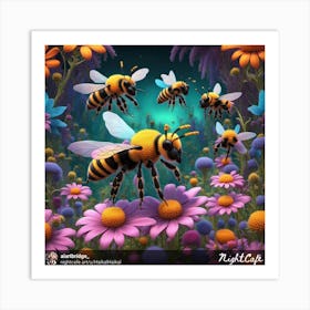 Bees In The Garden Art Print