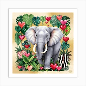 St. Valentine's Day Elephant Art Print