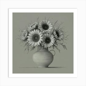 Sunflowers In A Vase Wall Print Art Print