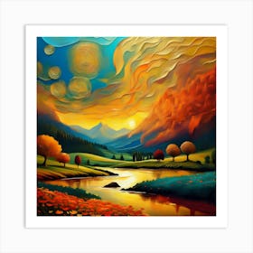 Sunset In The Mountains 3 Art Print