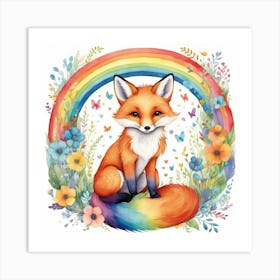 Default Rainbow Fox Nursery Art 3 Art Print