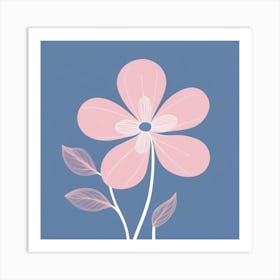 A White And Pink Flower In Minimalist Style Square Composition 577 Art Print