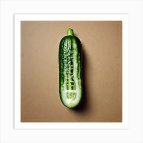 Cucumber On A Beige Background Art Print